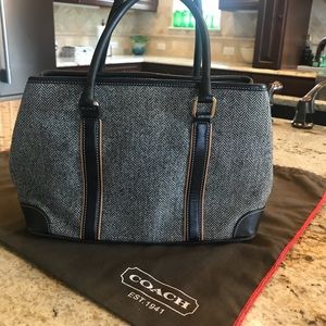 Coach leather and herringbone purse
